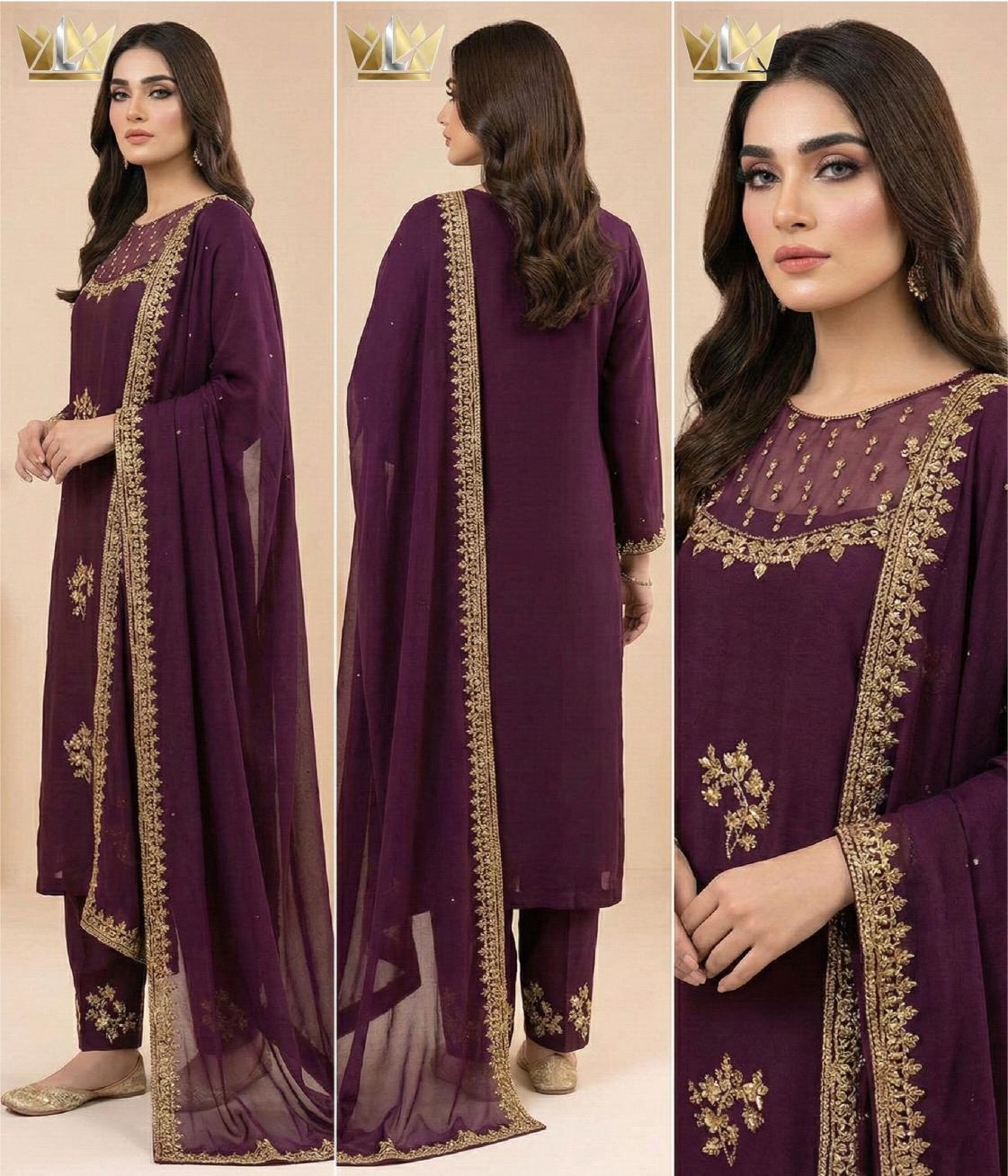 Luxeon Deep Plum | Hand-Embroidered