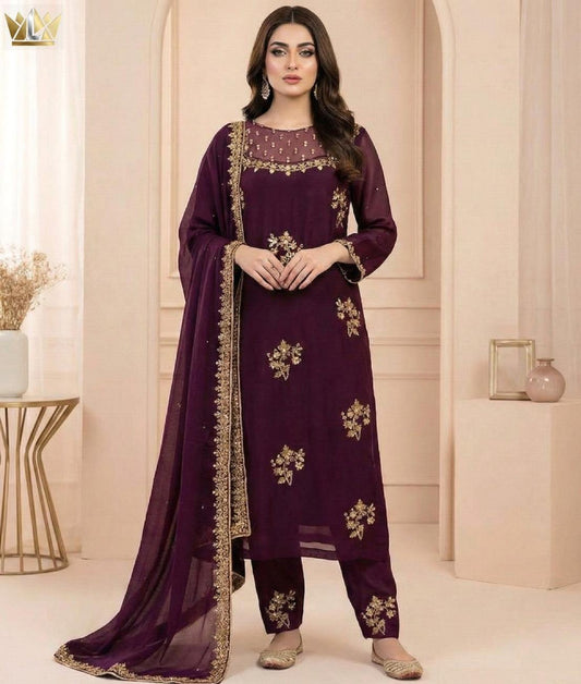 Luxeon Deep Plum | Hand-Embroidered