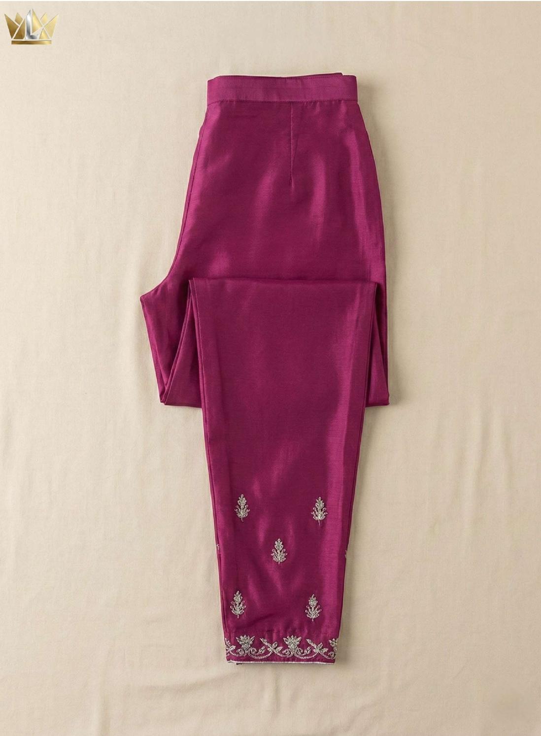 Noor-e-Kashmir | Magenta Silver-Embroidered Festive Ensemble | Party Wear | Luxeon Boutique